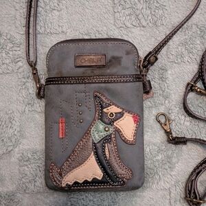 Chala Gray and Brown Dog Crossbody Bag